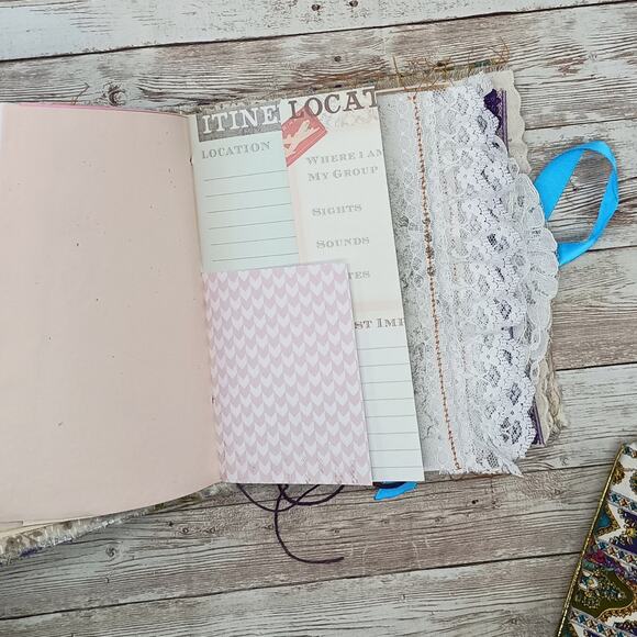 Small Purple & Gold Junk Journal, Handmade Recycled Journal, Chunky Junk Journal - Picture 8 of 16